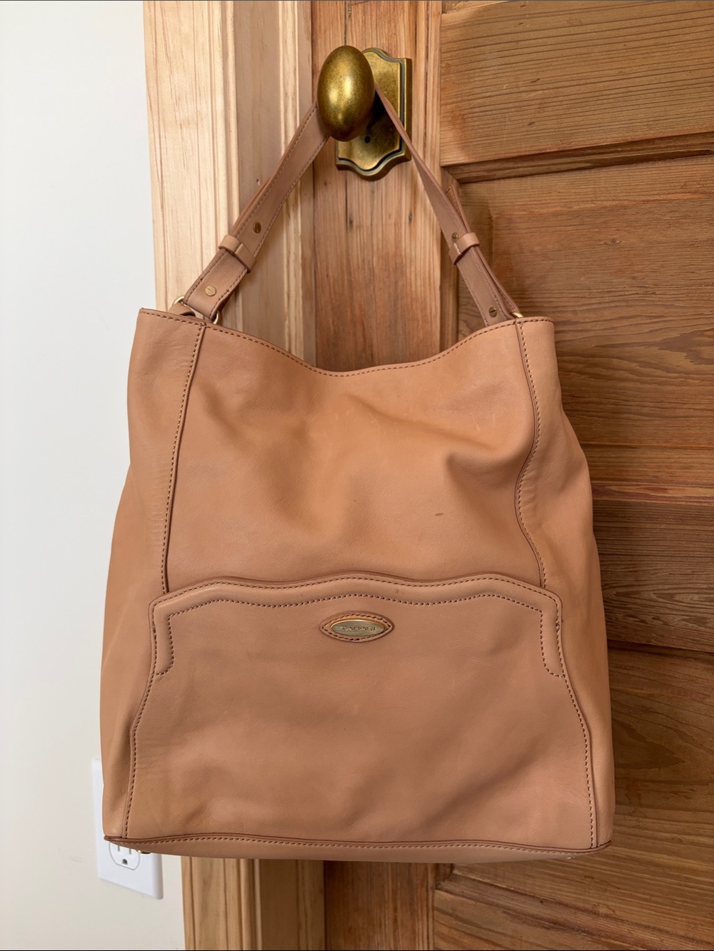 Tahari Cognac Leather Shoulder Bag